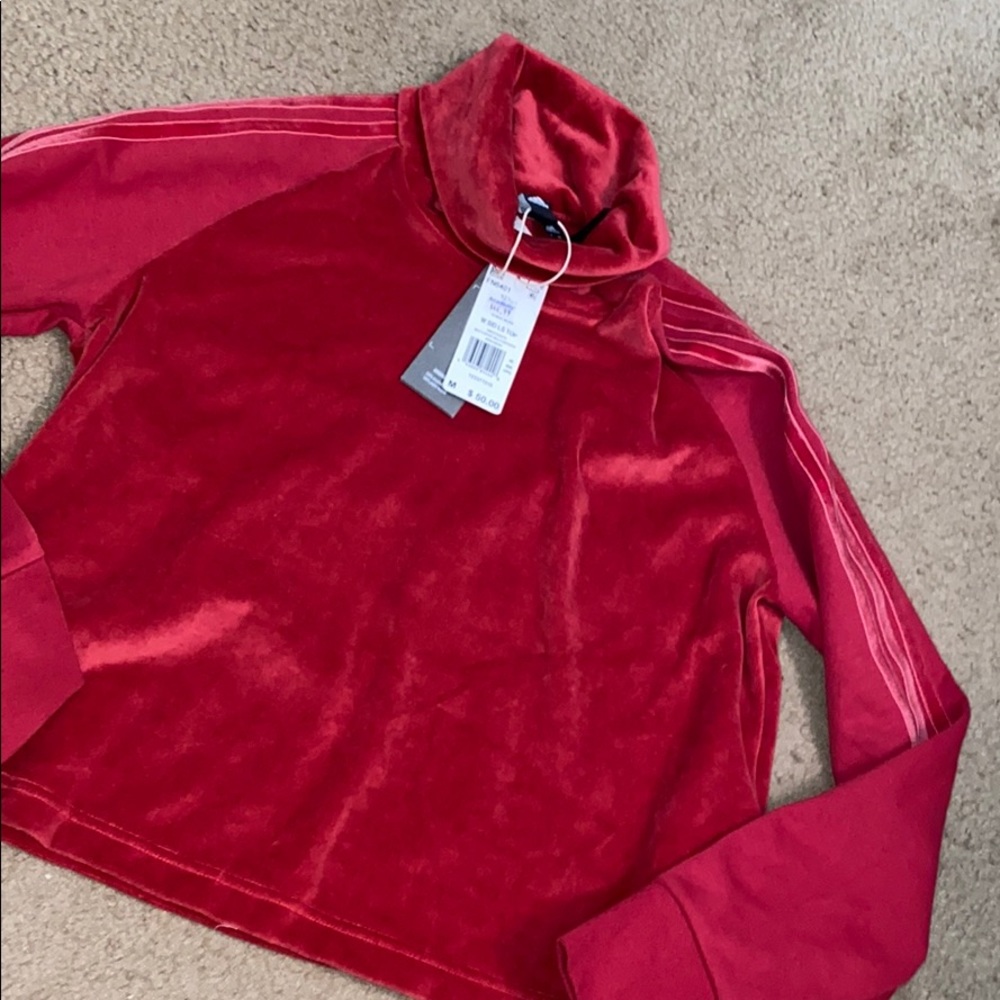 New ladies Adidas crop top velour sweater hoody